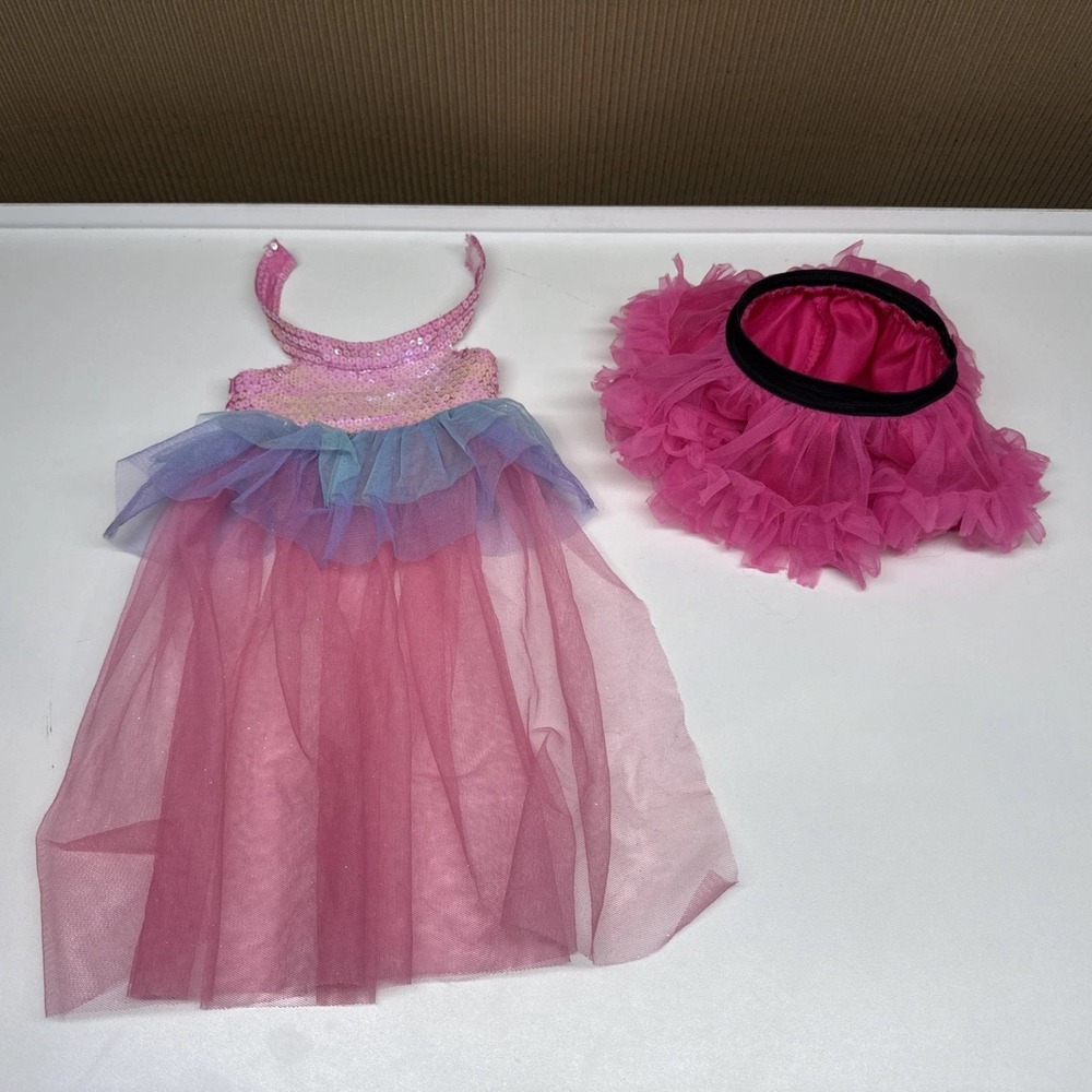 Build A Bear Beary Fairy Friends Rainbow Unicorn Dress Pink Sequins & Tutu lot